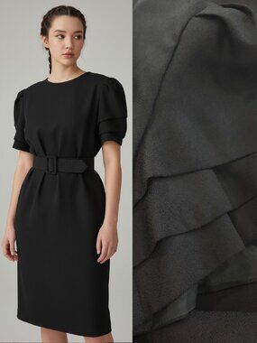 Vtg 80s black dress w/ layered sleeves - Maggy Boutique brand